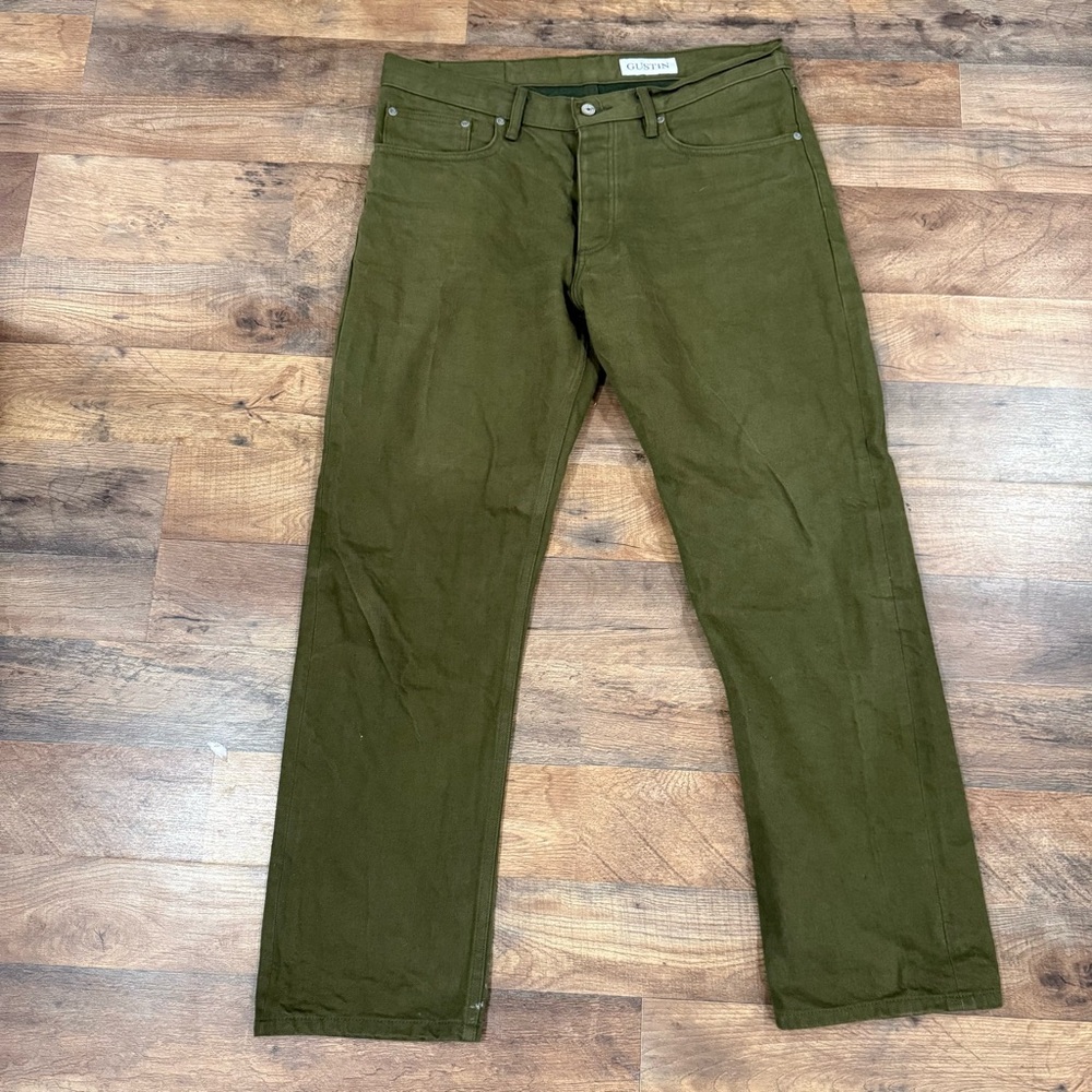 Gustin Selvedge Jeans Men’s 36x30 Green Straight Fit Denim